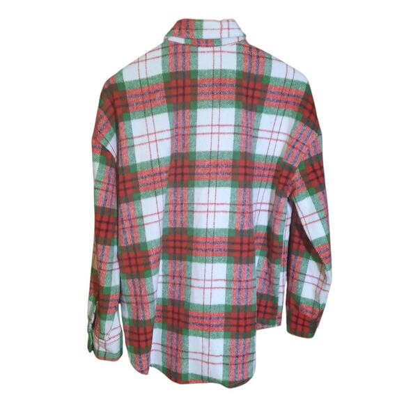 She + Sky Womens Red And Green Festivity Oversized Plaid Shacket Size Small - Picture 3 of 6